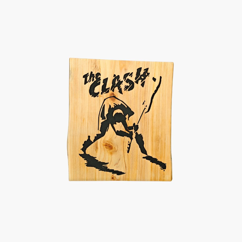The clash engraved wooden wall art, , medium-null