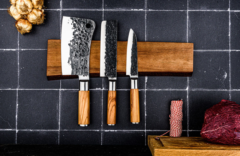 Style de vie magnetic wall knife holder/rack 45cm nature acacia wood, , medium image number null
