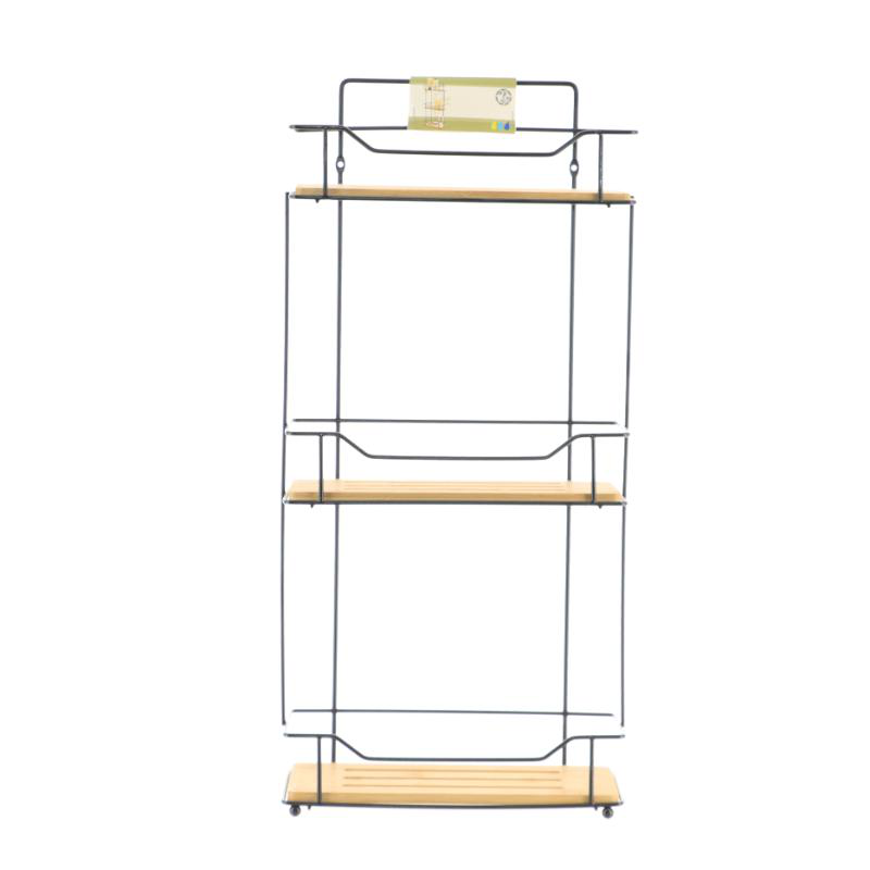Tendance metal and bamboo triple rectangular shelf - bamboo, , medium image number null