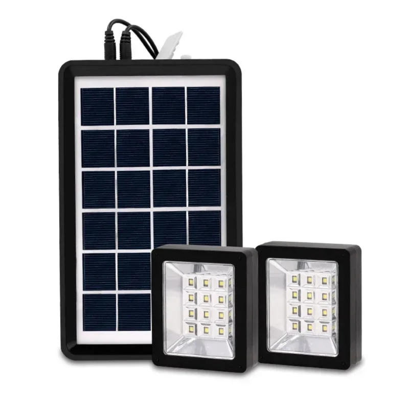 Ηλιακοί προβολείς led σετ 2x3w 12 smd με πάνελ και θύρα φόρτισης USB q-d630 andowl, , medium-null