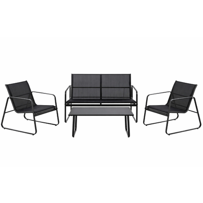 L.h garden lounge 4 pieces metallic black, Black, medium