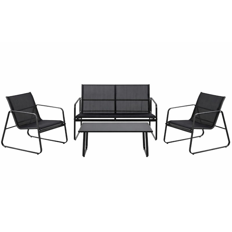 L.h garden lounge 4 pieces metallic black-null
