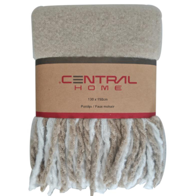 Faux mohair throw 130x150cm - camel, , medium