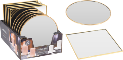 Plate mirror 15cm gold 2ass, , medium
