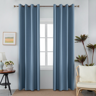 Curtain ready with hook-100blackout 140x265cm #ad6010-3, Blu1, medium