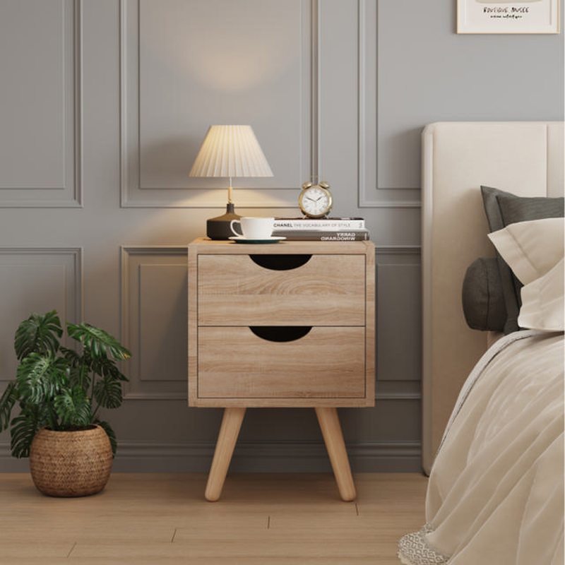 Homemarkt dinkl bedside table with 2 drawers 29.7x29.7x45cm - sonoma oak, , medium-null