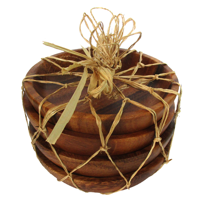 Acacia wood s/4 bowls