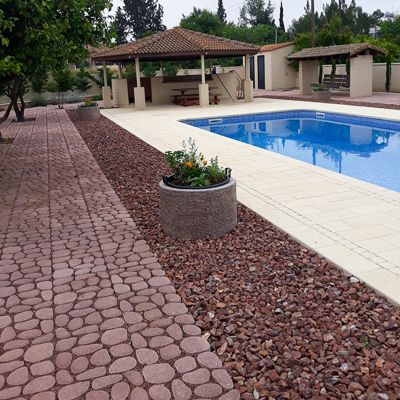 Walkway stone 400x400x80 brown-black, , medium-null