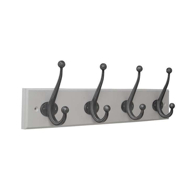 Cacao hanger with 4 hooks wood and black metal