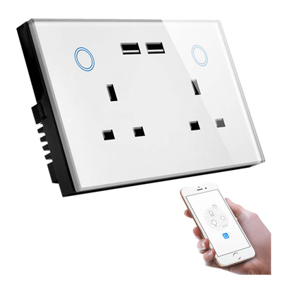 Sunlight smart 2 gang double socket with USB charger 13amp (4a USB) Wi-Fi tuya app