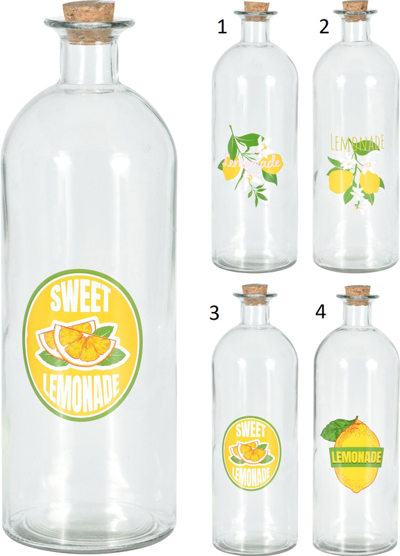 Bottle with cork lid 1l - assorted designs, , medium image number null