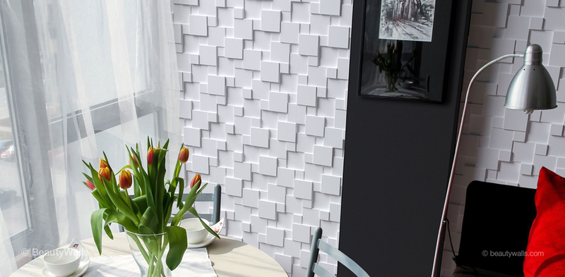 Beautywall wall 3d plaster panel pixel 60cmx60cm 4pcs, , medium-null