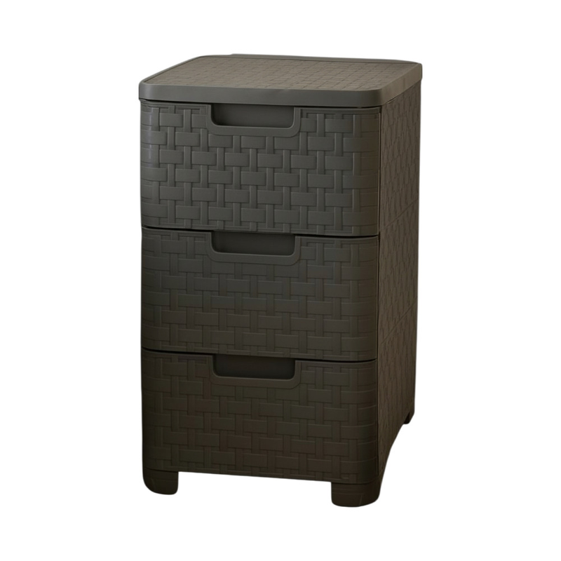 Rattan συρταριερα με 3 συρταρια - μαυρο, , medium-null