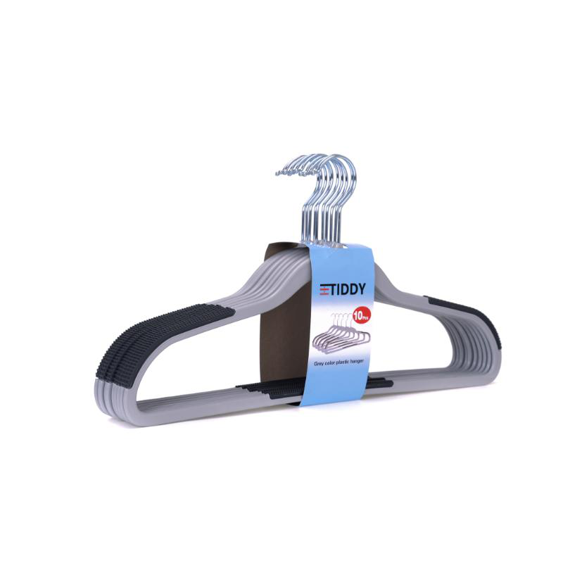Plastic hangers 10 pieces - grey, , medium-null