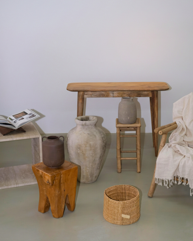 Natural bamboo stool / medium, , medium-null