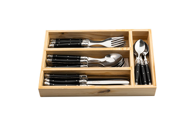 Laguiole premium line 24pcs cutlery set black 1.8mm thick blade