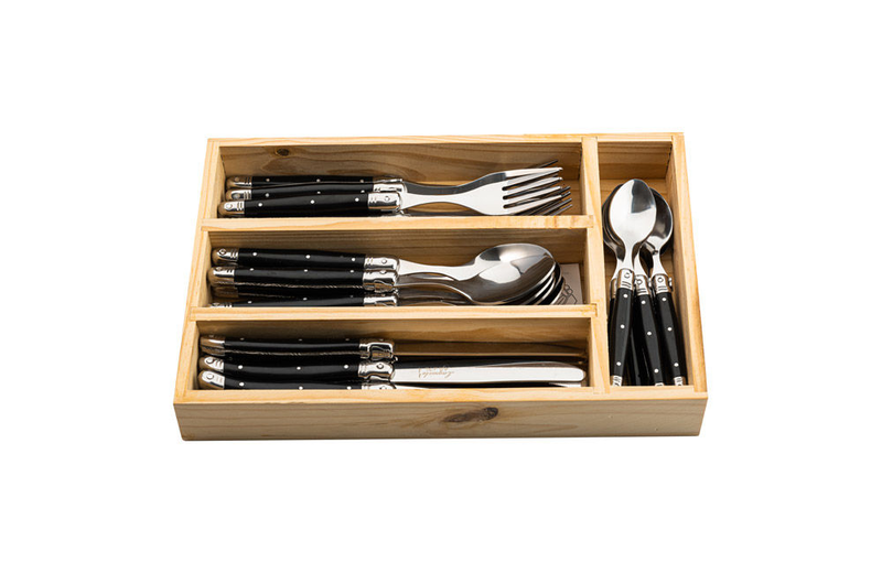 Laguiole premium line 24pcs cutlery set black 1.8mm thick blade, , medium image number null