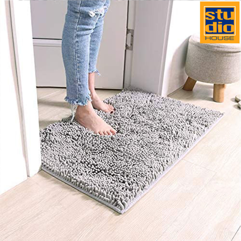Studio house chenille bath mat anti-slip 50x80cm dark grey, , medium-null