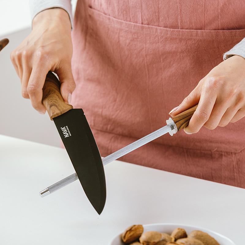 Product image: Nava stainless steel knife set of 8pcs with stone coating on acrylic stand, , medium-null