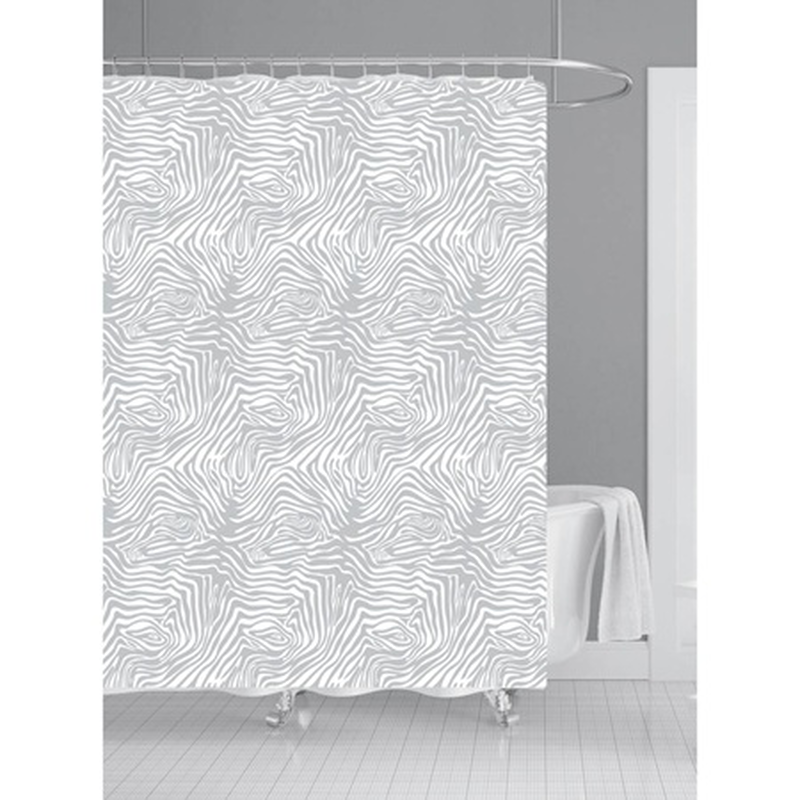 Ankor bath curtain with grey shapes 180x180cm 100% peva, , medium-null
