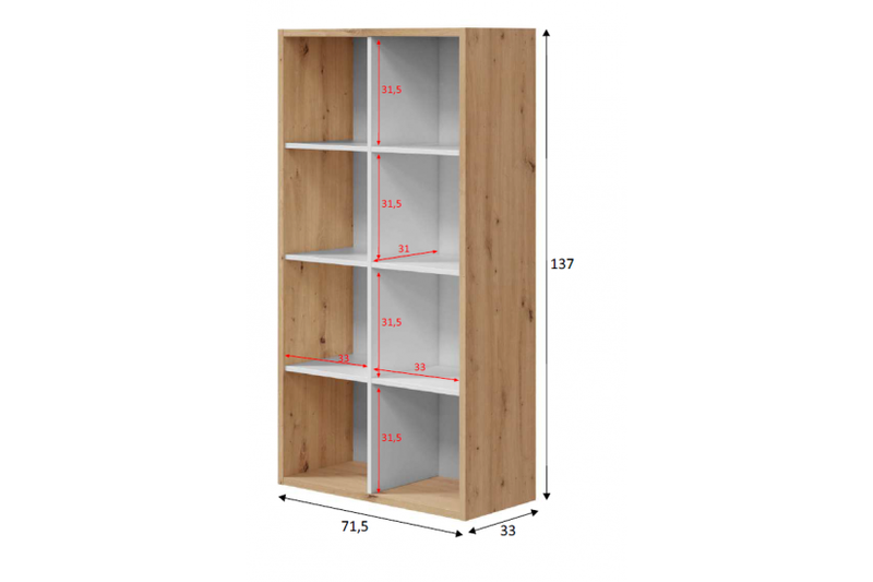 Product image: Fores βιβλιοθηκη 4 επιπεδων - δρυς/ασπρο, , medium-null