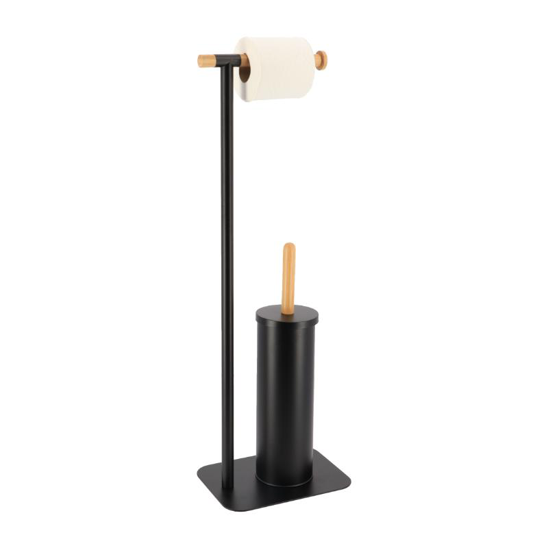 Product image: Tendance freestanding bamboo toilet paper and toilet brush holder - black, , medium-null