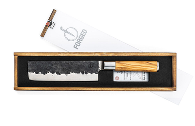 Forged olive wood vegetable knife 440c japanese steel 17.5cm, , medium