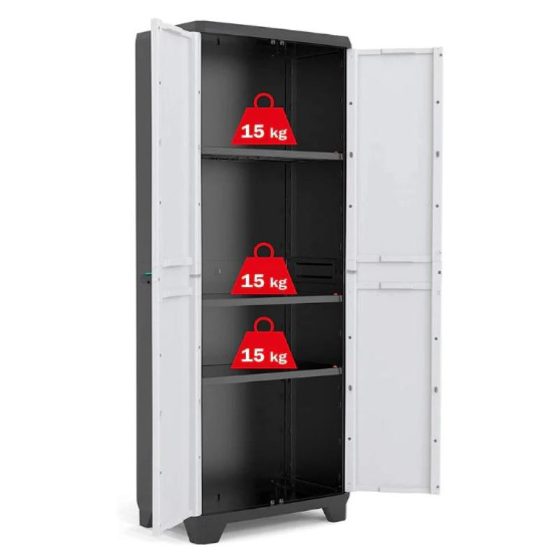 Keter linear plastic high cabinet 3 shelves - light grey, , medium-null