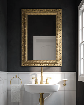 Wood antique mirror, Gold, medium