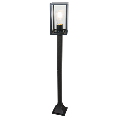 Sunlight 1xe27 (max.60w) lantern pole light aluminum matte black ip44 l120xw120xh980mm