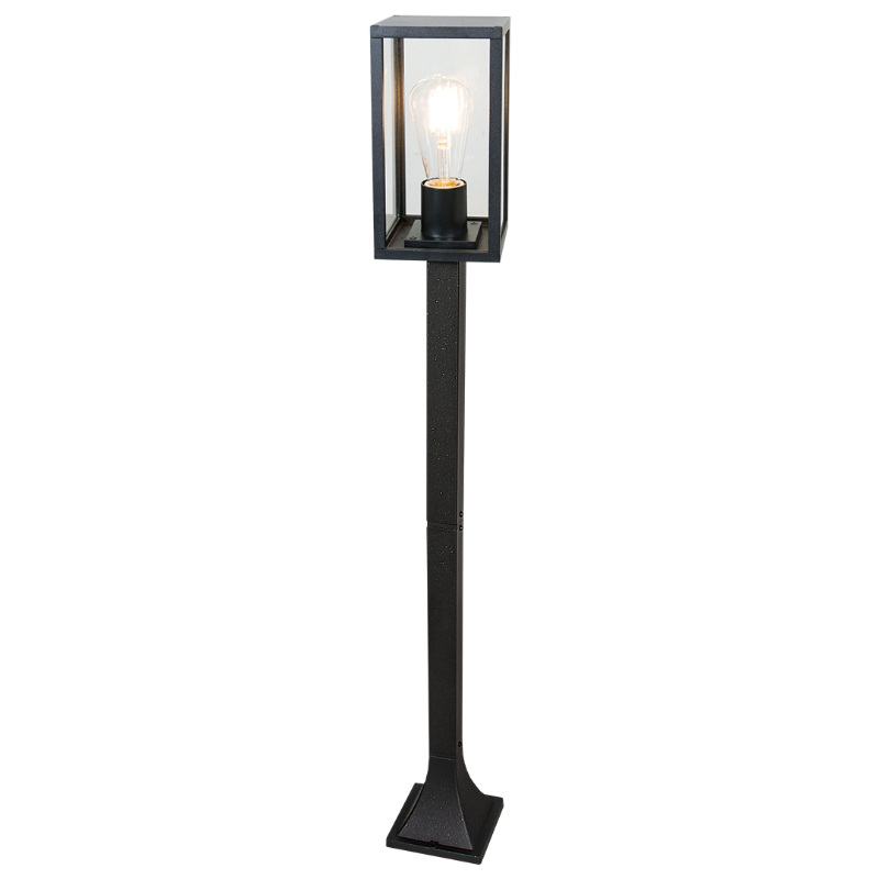 Sunlight 1xe27 (max.60w) lantern pole light aluminum matte black ip44 l120xw120xh980mm, , medium image number null