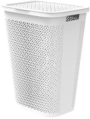 Curver terrazo laundry hamper 55l white, , medium