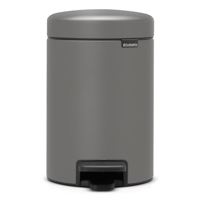 Brabantia new icon pedal bin, luxury edition 3l - mineral concrete grey, , medium-null