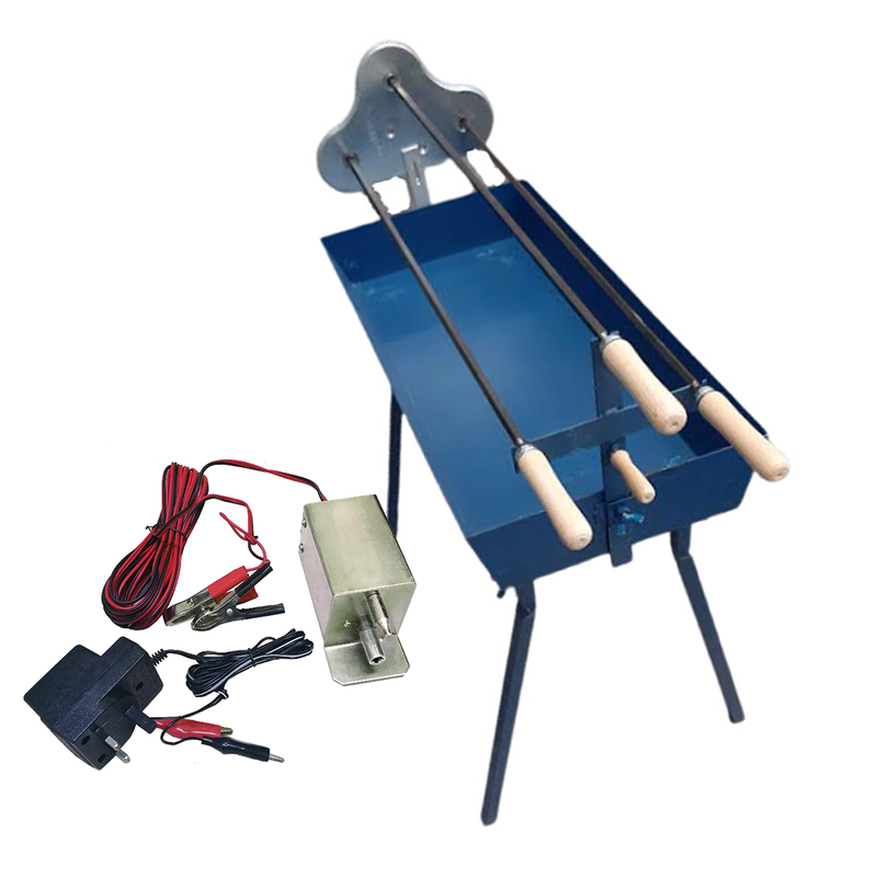 Charcoal bbq 70 x 32 x 60cm set with 3 large skewers with motor, , medium-null