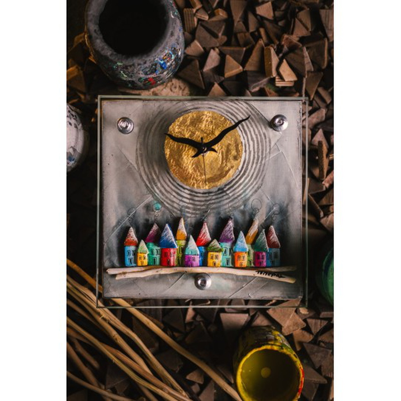 Product image: Crystal face wooden clock grey, , medium-null