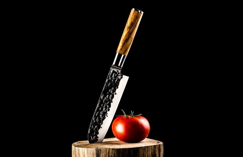 Product image: Forged olive wood santoku knife 440c japanese steel 18cm, , medium-null
