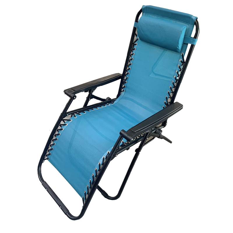L.h garden deck chair foldable metallic black-null