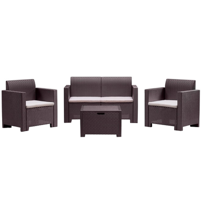 Bica plastic lounge set nebraska 2 brown/beige, Brown, medium
