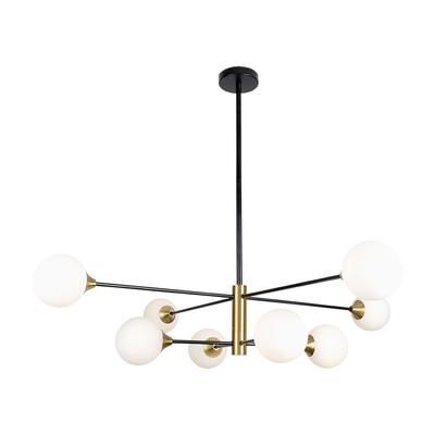 Sunlight 8xg9 (max.8x5w) pendant light opal glass black+brass ip20 ø1090xh840mm, , medium