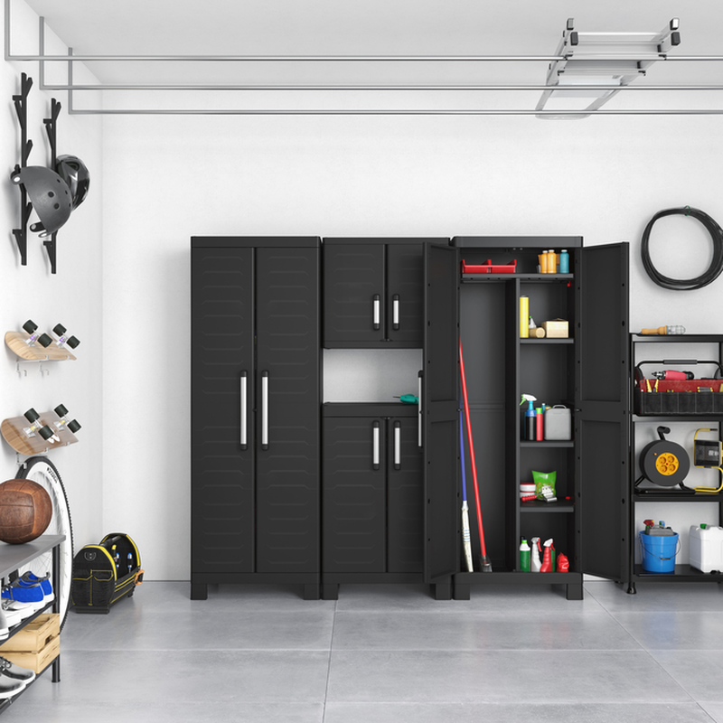 Keter detroit utility cabinet with 4 shelves black, , medium image number null