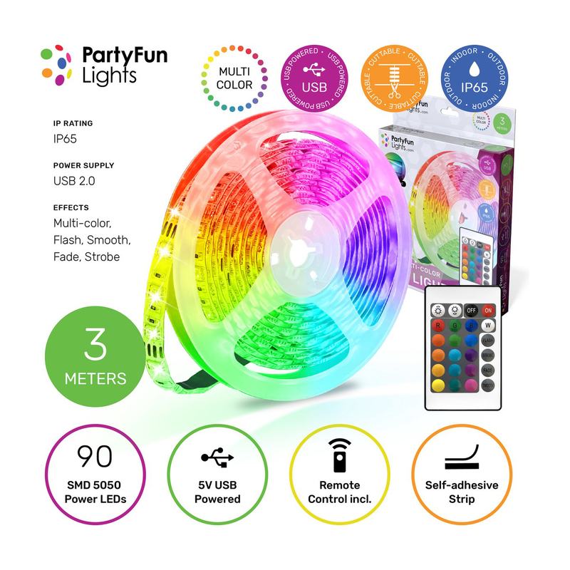 Party fun lights led strip multi-color rgb, , medium-null