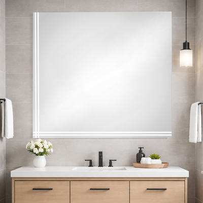 Inter ceramic mirror with double line design r41 50x40cm, , medium