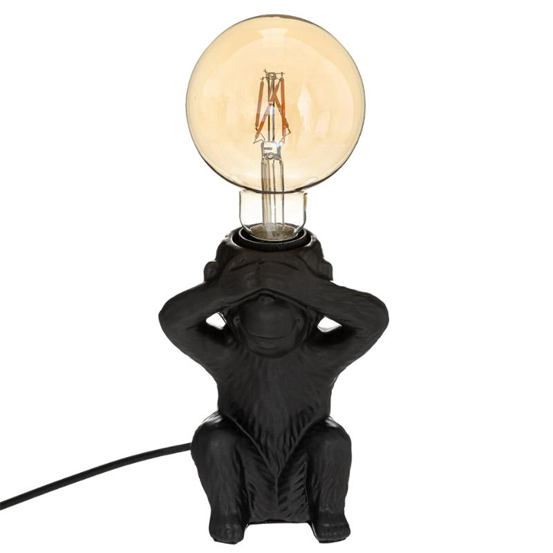 Atmosphera 'monkey' 1xe27 (max.40w) table lamp ceramic black ip20 l130xd110xh168mm, , medium image number null
