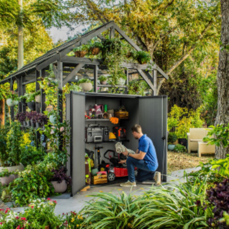 Product image: Keter cortina alto πλαστική αποθήκη κήπου 1400l,140x73.6x170.4cm wood grey, , medium-null