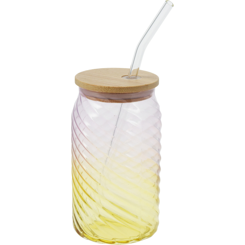 Drinking glass with straw 450ml, , medium-null