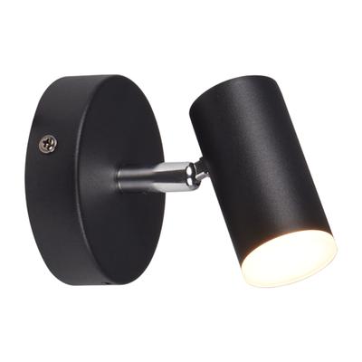 Sunlight 'como' led 3w wall light aluminium black 180lm 3000k ip44 &oslash;90xh130mm, , medium