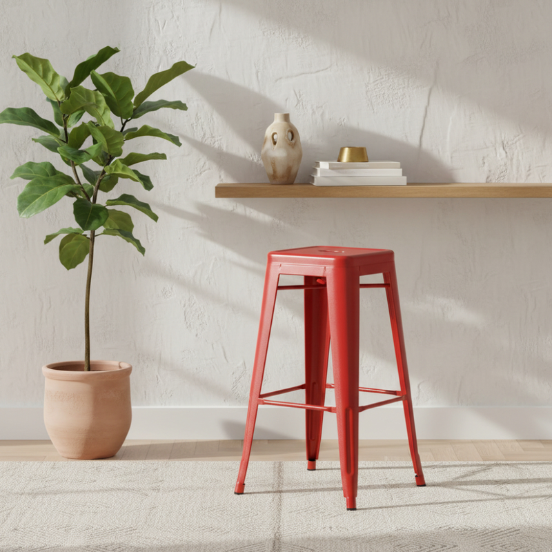 Jones steel stool - red, , medium-null