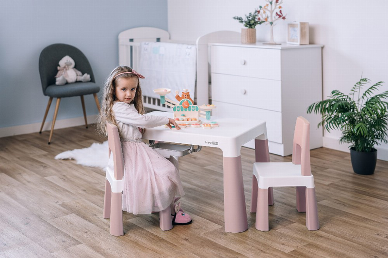 Freeon plastic kid table & chair set pink, , medium-null