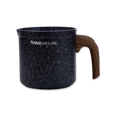 Nava nature non stick stone milk pot 11cm, Black, medium