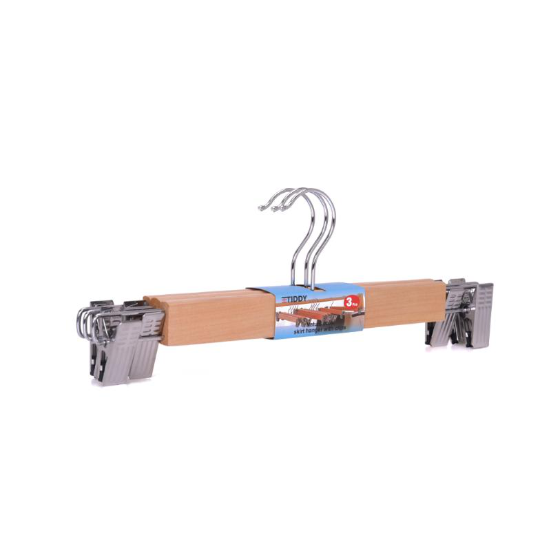 Product image: Wooden skirt hanger 3 pieces - natural wood color, , medium-null